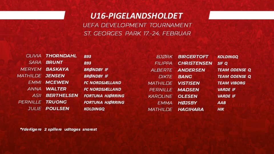U16 landsholdet Development England 2020